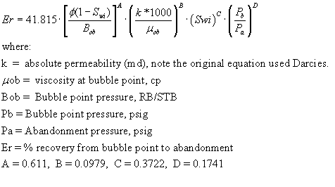 api formula Empirical method of oil recovery using the API Equation api formula Empirical method of oil recovery using the API Equation
